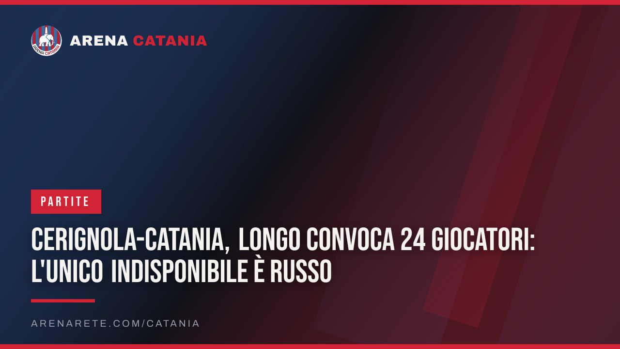 Cerignola-Catania, Longo convoca 24 giocatori: l'unico indisponibile è Russo