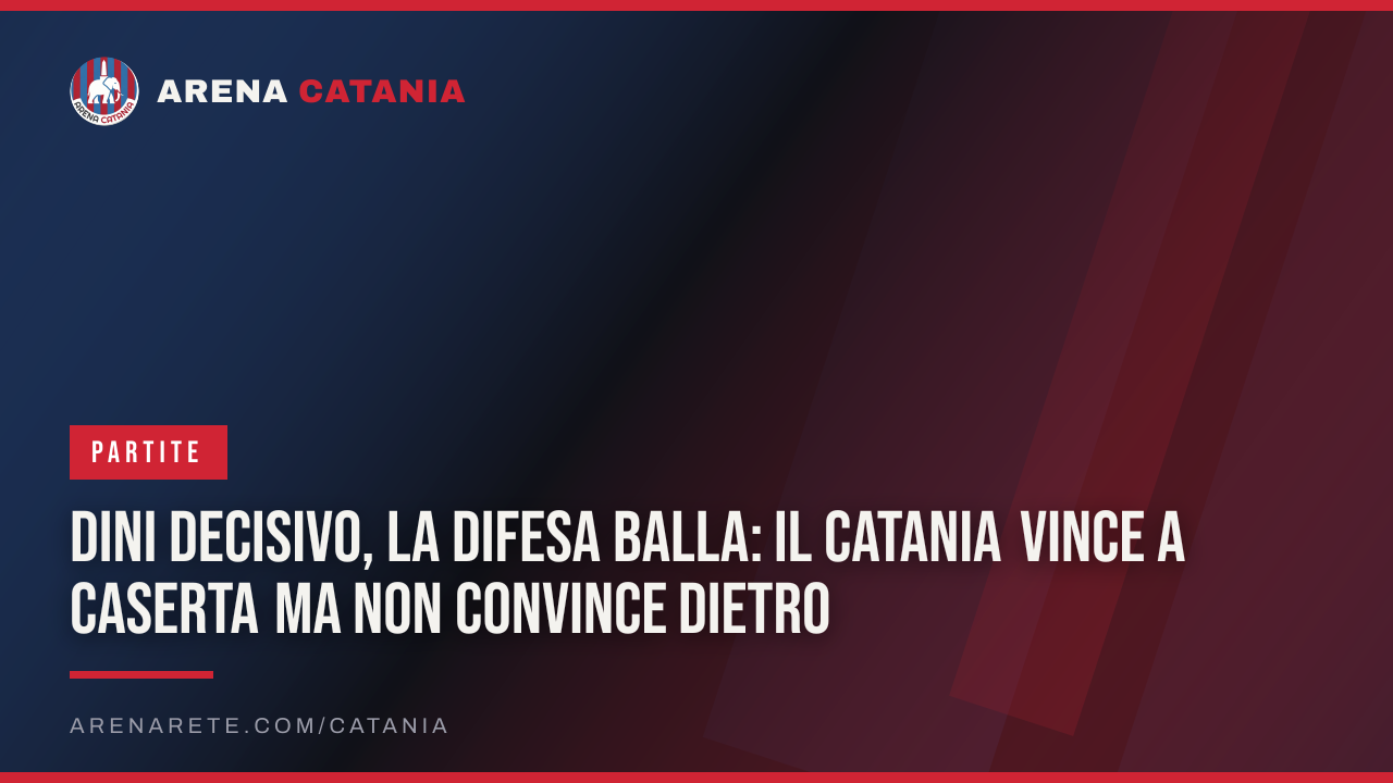 Dini decisivo, la difesa balla: il Catania vince a Caserta ma non convince dietro