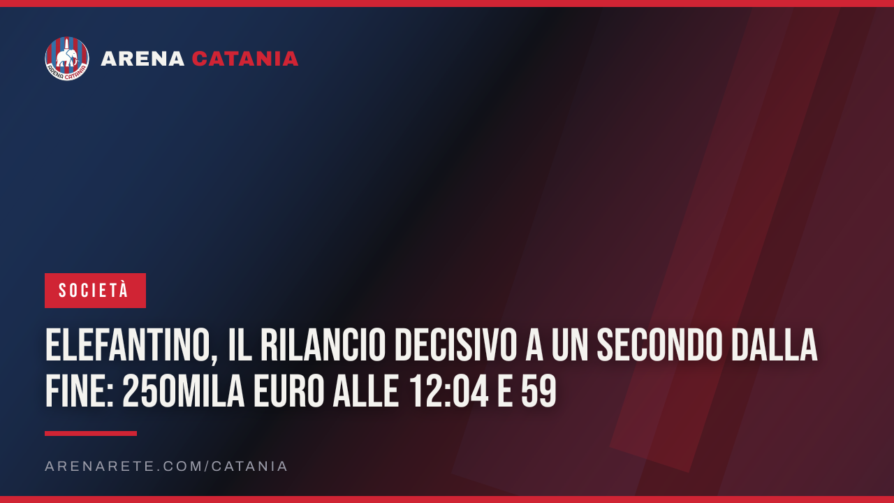 Elefantino, il rilancio decisivo a un secondo dalla fine: 250mila euro alle 12:04 e 59