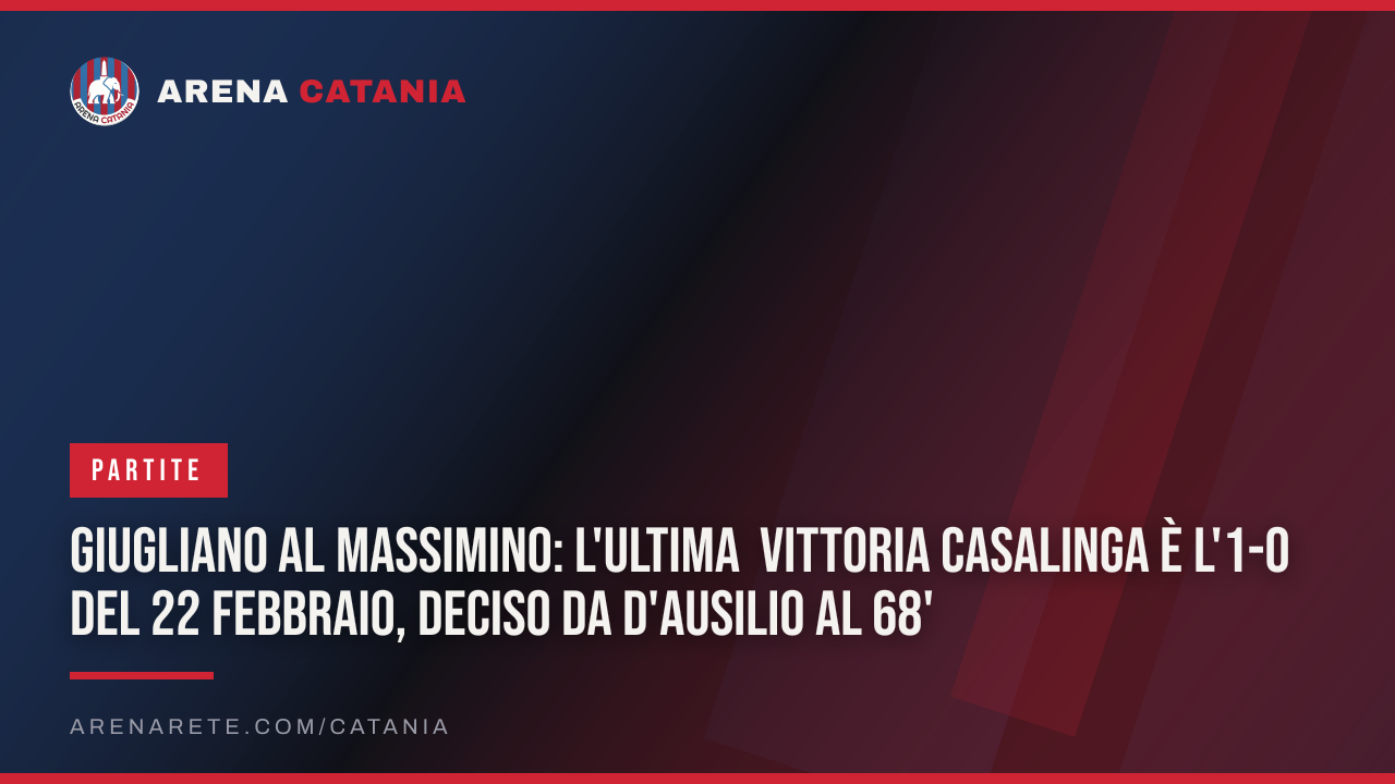 Giugliano al Massimino: l'ultima vittoria casalinga è l'1-0 del 22 febbraio, deciso da D'Ausilio al 68'