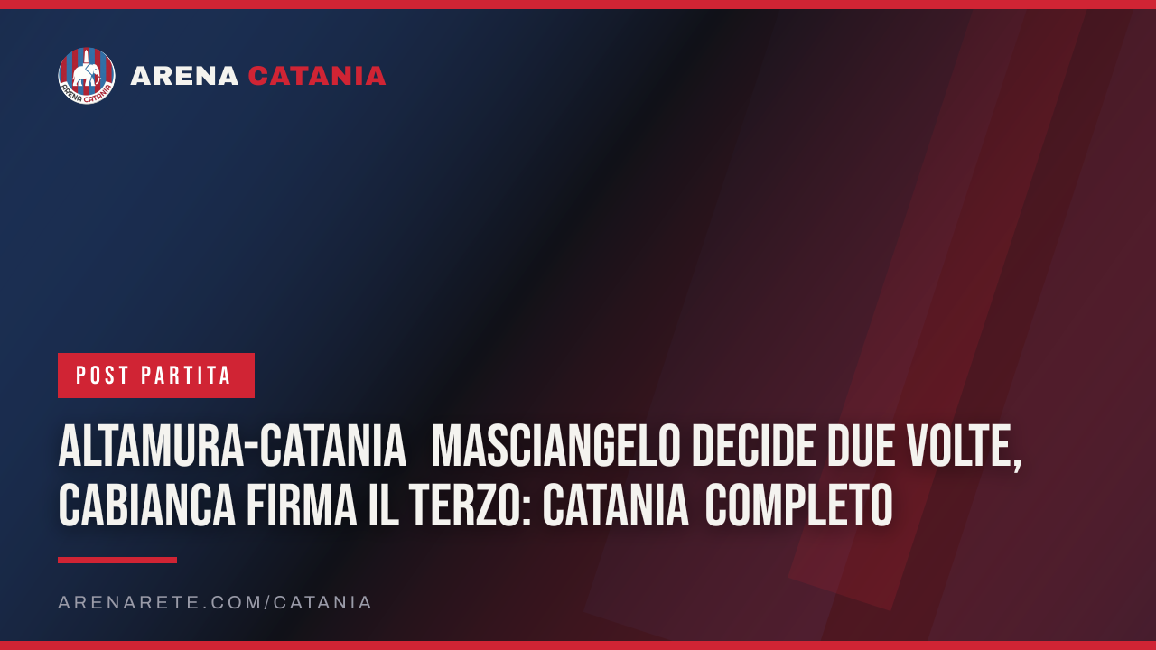 Altamura-Catania Masciangelo decide due volte, Cabianca firma il terzo: Catania completo