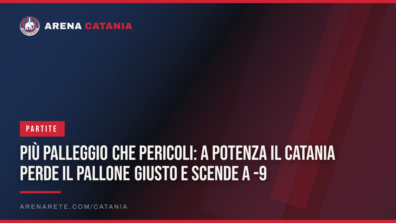 Più palleggio che pericoli: a Potenza il Catania perde il pallone giusto e scende a -9