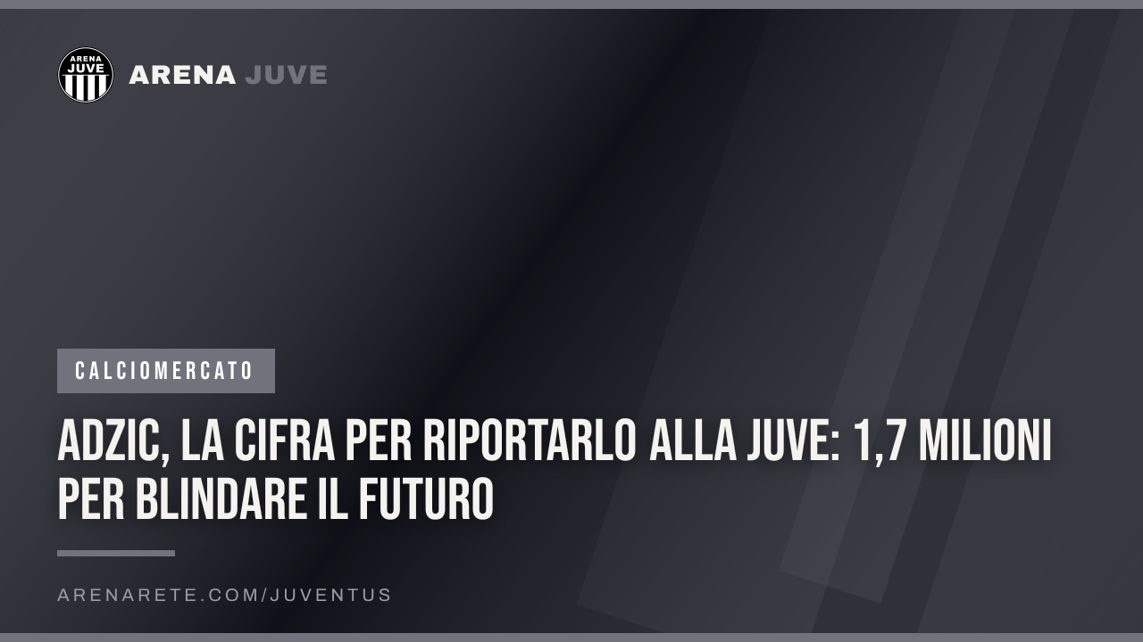 Adzic, la cifra per riportarlo alla Juve: 1,7 milioni per blindare il futuro