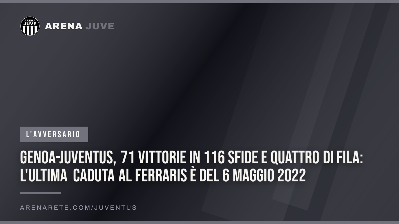 Genoa-Juventus, 71 vittorie in 116 sfide e quattro di fila: l'ultima caduta al Ferraris è del 6 maggio 2022