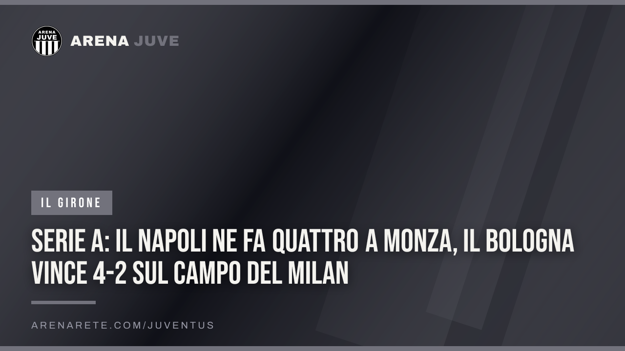 Serie A: il Napoli ne fa quattro a Monza, il Bologna vince 4-2 sul campo del Milan