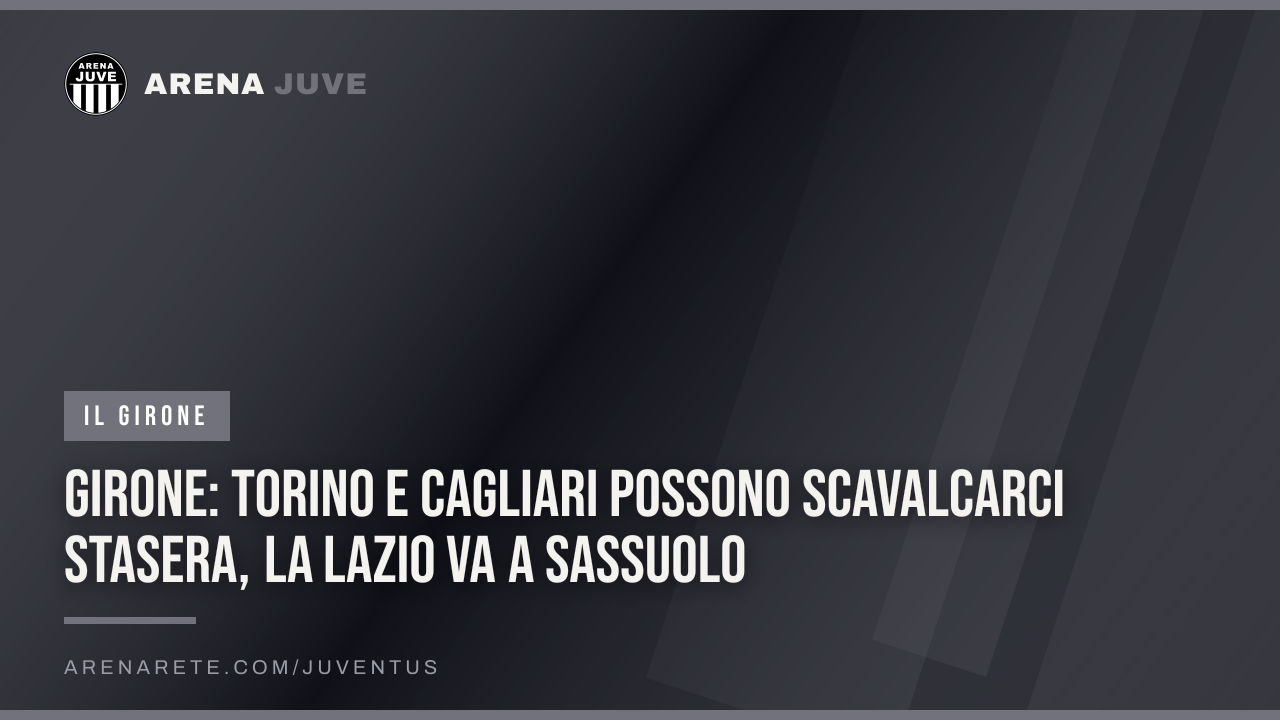 Girone: Torino e Cagliari possono scavalcarci stasera, la Lazio va a Sassuolo