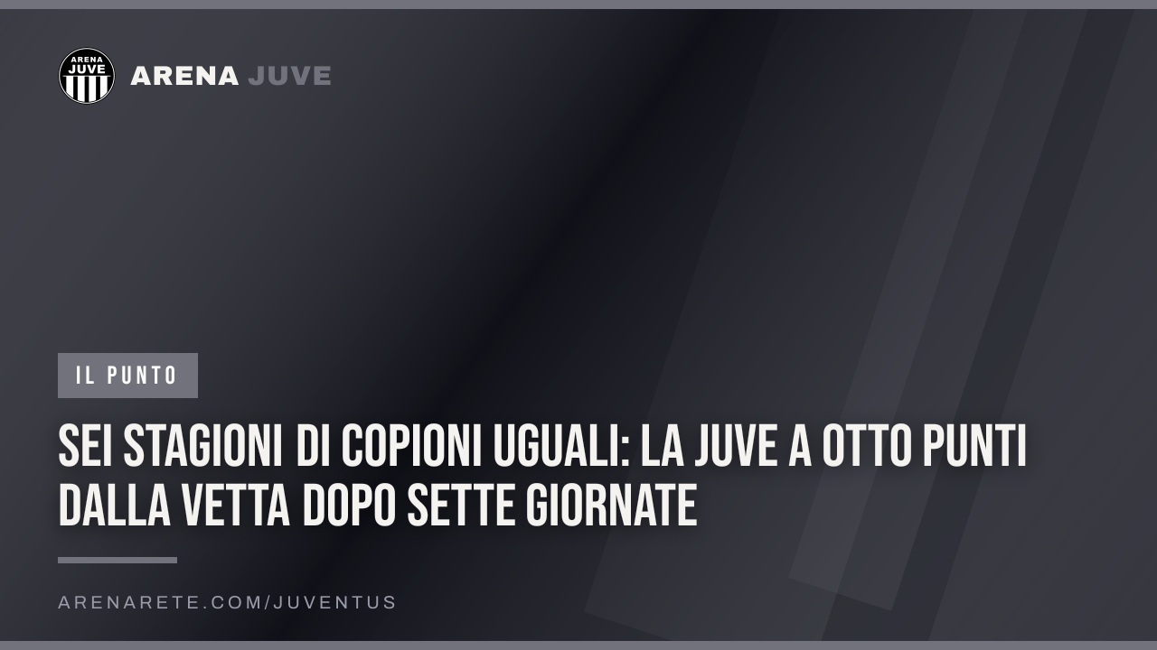 Sei stagioni di copioni uguali: la Juve a otto punti dalla vetta dopo sette giornate