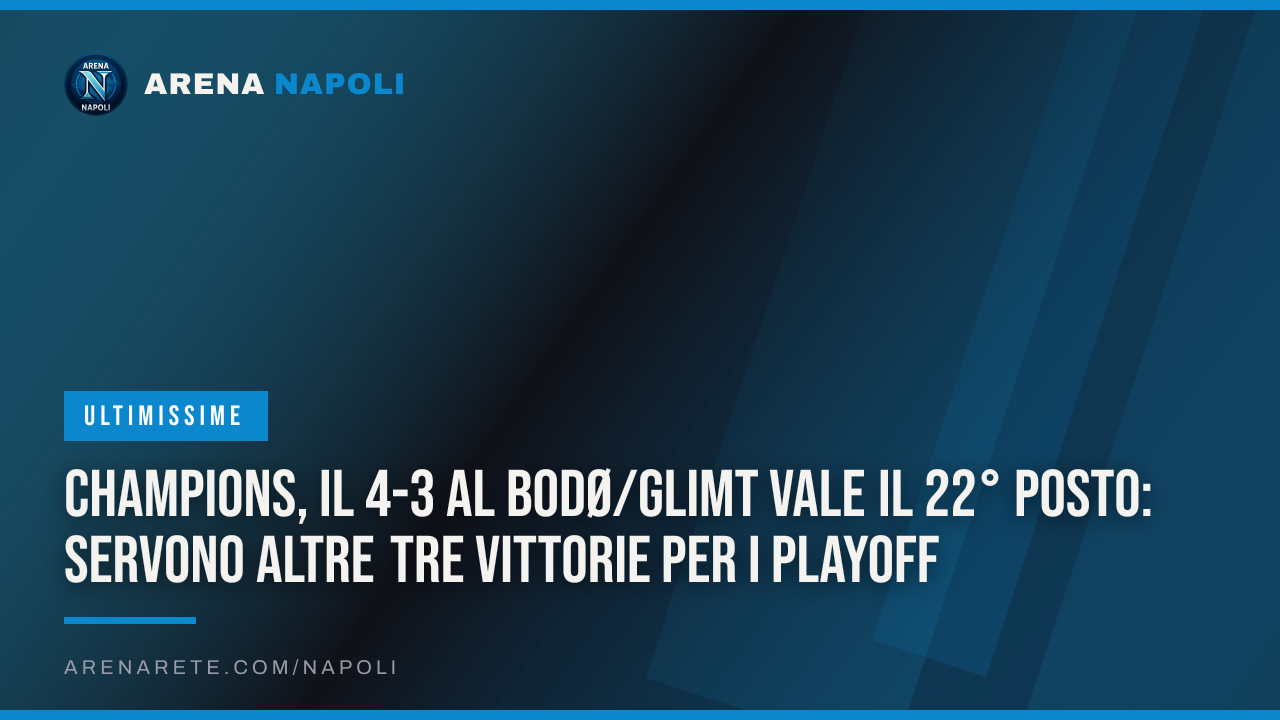Champions, il 4-3 al Bodø/Glimt vale il 22° posto: servono altre tre vittorie per i playoff