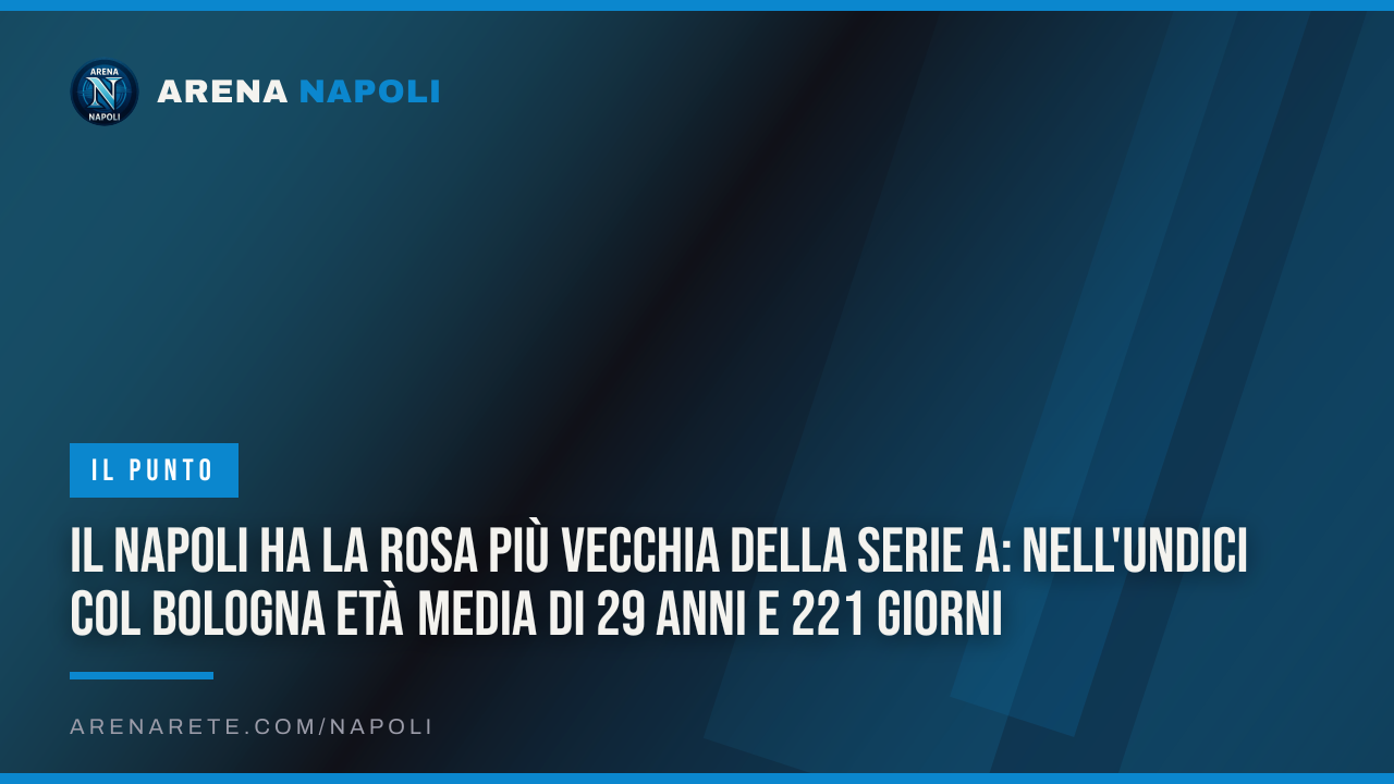 Il Napoli ha la rosa più vecchia della Serie A: nell'undici col Bologna età media di 29 anni e 221 giorni
