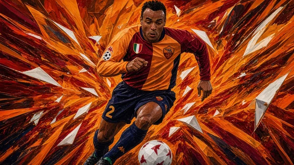 terzino in avanzata, maglia a meta' rossa e oro, schegge (10/09)
