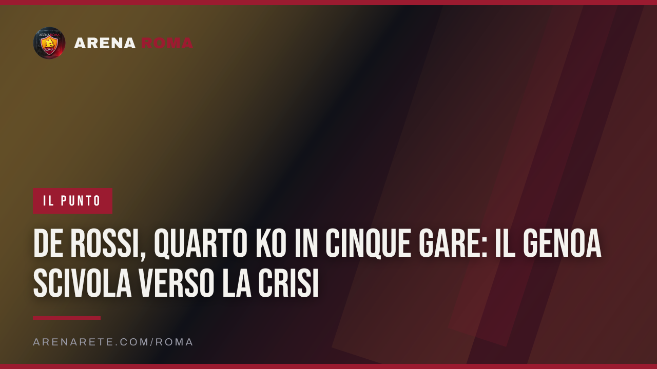 De Rossi, quarto ko in cinque gare: il Genoa scivola verso la crisi