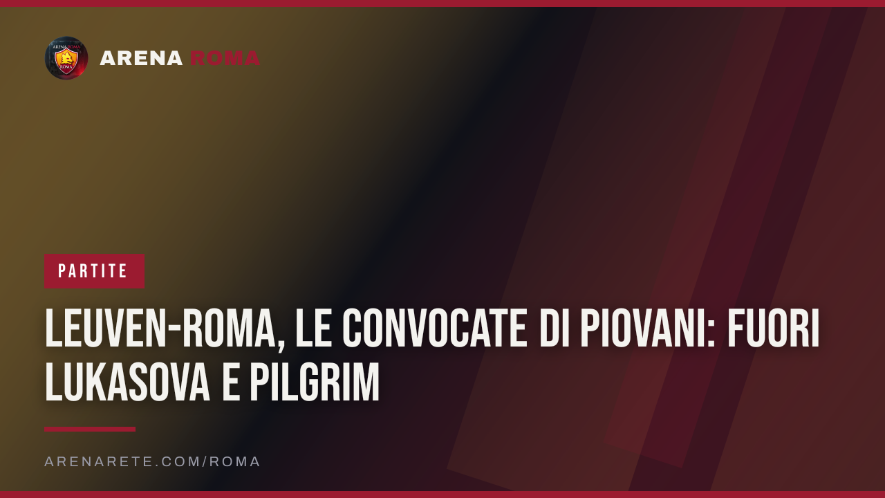 Leuven-Roma, le convocate di Piovani: fuori Lukasova e Pilgrim