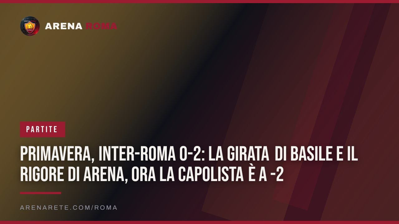 Primavera, Inter-Roma 0-2: la girata di Basile e il rigore di Arena, ora la capolista è a -2