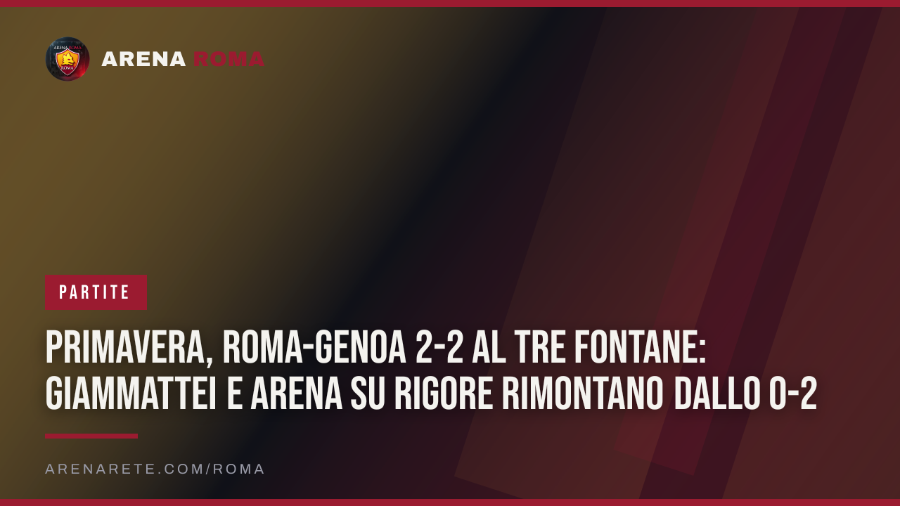 Primavera, Roma-Genoa 2-2 al Tre Fontane: Giammattei e Arena su rigore rimontano dallo 0-2