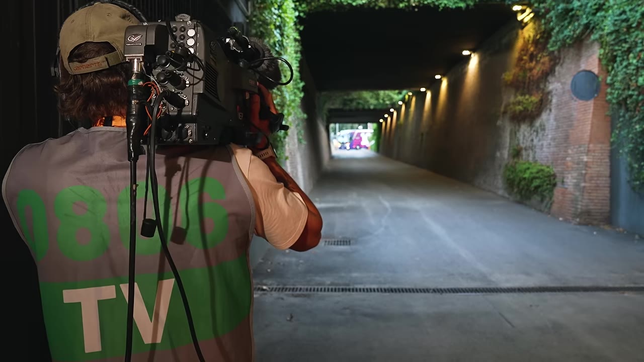 Operatore TV riprende il tunnel dei giocatori